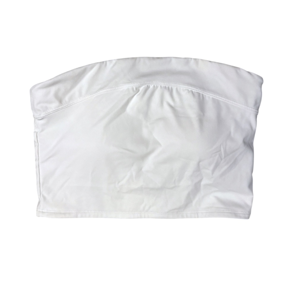 Mono B White Strapless Bandeau Top L • Built-In Bra • Layering Basic